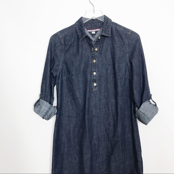 Tommy Hilfiger chambray pullover dress gold button - Picture 4 of 8